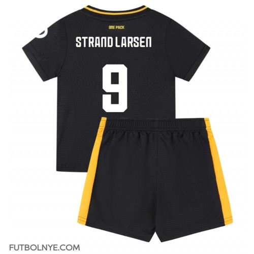 Camiseta Wolves Jorgen Strand Larsen #9 Visitante Equipación para niños 2024-25 manga corta (+ pantalones cortos)